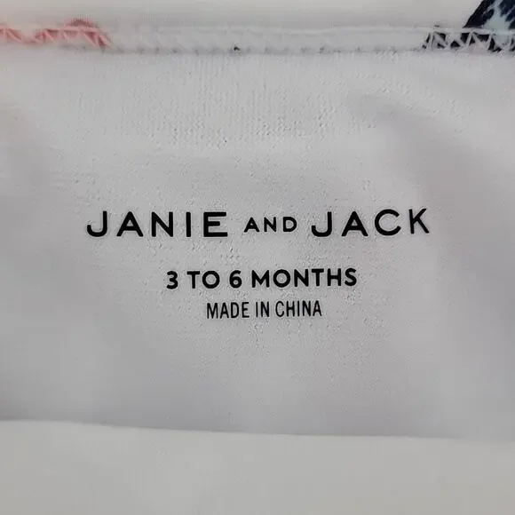 Janie and Jack Ruffled Floral Print White and Pink One Piece Swimsuit Baby 3-6M - Picture 8 of 10